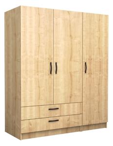 Шкаф с три врати от меламин в цвят дъб 150x60x181см