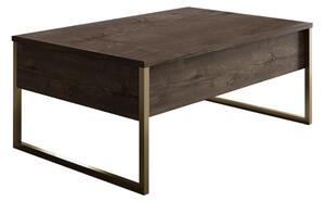 Luxe metal - melamine coffee table in walnut - gold color 90x60x40см