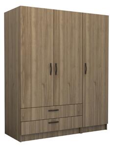Шкаф с три врати от меламин в цвят орех 150x60x181см