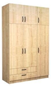 Шкаф с три врати от меламин Victoria с шкафче в цвят дъб 150x60x240см