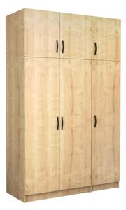 Шкаф с три врати от меламин Victoria с шкафче в цвят дъб 150x60x240см