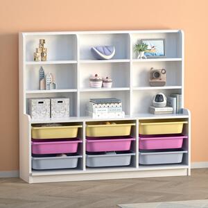 Библиотека Obia TopMebel от меламин с 9 чекмеджета в бял цвят 132.6x30x115cm