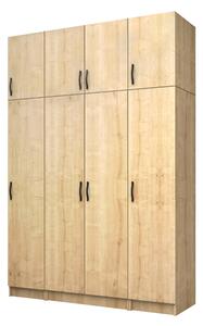 Шкаф с четири врати от меламин Vivian с кабинет в цвят дъб 160x51,8x240см