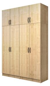 Шкаф с четири врати от меламин Vivian с кабинет в цвят дъб 160x51.8x240см