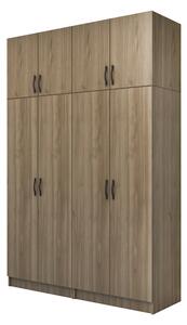 Шкаф с четири врати от меламин Vivian с кабинет в цвят орех 160x51.8x240см