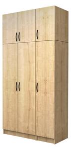 Шкаф с три врати от меламин Vivian с кабинет в цвят дъб 120x51.8x240см