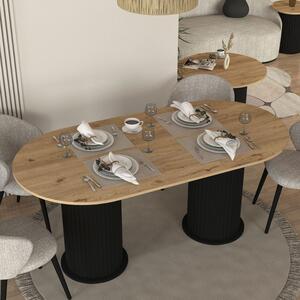 Меламиново трапезарно маса Bohema в черен - цвят сепет дъб 180x90x77,7см