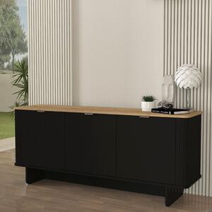 Меламиново конзолно бюро Bohema в черен - цвят сепет дъб 180x47x76.6см