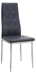 Трапезен стол Rosa PU Leather в черен цвят с хромиран метален крак 41x48x98см