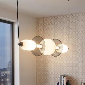 Milagro Lighting LED висяща лампа Arame, черно/бяло, стъкло, дължина 93,5 cm, Бял, Дневна/трапезария, Стъкло, Модерен