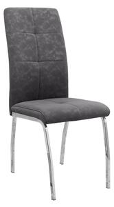 Трапезен стол Alma TopMebel от PU кожа в сив цвят с метални хромирани крака 42x53x97cm