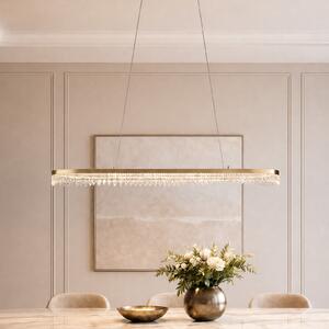 Milagro Lighting LED висяща лампа Preciosa, златна, метал, дължина 120 cm, Злато / месинг, Дневна/трапезария, Метал, Модерен