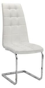 Трапезен стол Vela PU Leather в бял цвят с хромирана основа 41x61x107см