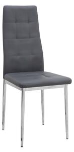 Трапезен стол Rosa PU Leather в сив цвят с хромиран метален крак 41x48x98см