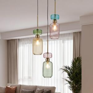 Milagro Lighting Висяща лампа Molly, многоцветна/златна, 3-свещник, стъкло, Ø 38 cm, Затъмняване, Многоцветен, Дневна/трапезария, Стъкло, Модерен