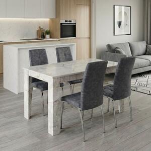 Комплект за трапезария 5 части Darlen - Alma бял мраморен цвят - сив 125x72x74см