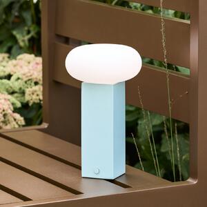 Hübsch LED настолна лампа с акумулатор LOW, синя, височина 20 см, метална, регулатор, Затъмняване, Син, Дневна/трапезария, Метал, Модерен
