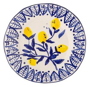 Бяла/синя глинена чиния за сервиране ø 27 cm Maxima – Bloomingville