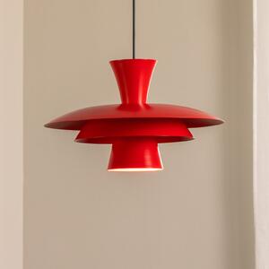 Luminex Висяща лампа Plato, червена, метал, Ø 38 cm, E27, Затъмняване, Червен, Дневна/трапезария, Метал, Модерен