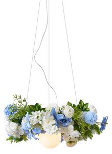 Бохемски висящ лампион черен с цветни цветя синьо и бяло - Flower Power