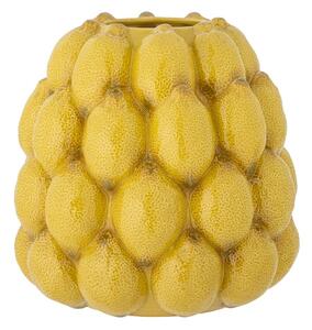 Жълта глинена ръчно рисувана ваза (височина 22 cm) Limone – Bloomingville