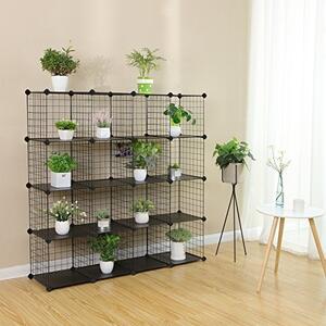 Комплект от 16 кутии за съхранение, Songmics, Черен, 123x31x123 см