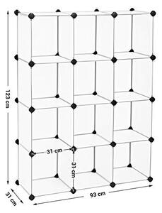 Комплект от 12 модулни кутии за съхранение, Songmics, Бял, 93x31x123 см