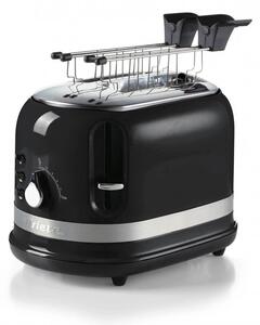 Тостер за хляб Ariete MODERNA 0149/02, 815W, 2 филии, 3 функции, 6 степени, Подвижна тава за трохи, Черен