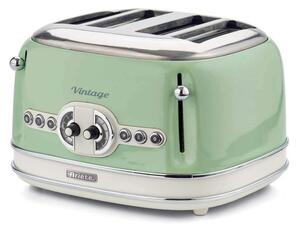 Тостер за хляб Ariete VINTAGE 0156/04, 1600W, 4 филии, 3 функции, 6 степени, Подвижна тава за трохи, Зелен