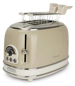 Тостер за хляб Ariete VINTAGE 0155/03, 810W, 2 филии, 3 функции, 6 степени, Подвижна тава за трохи, Бежов