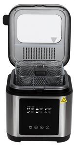 Фритюрник Elite EDF-1103, 1200W, 2.5 л, 190C, Капак с прозорец за наблюдение, Филтър против миризми, Дигитален контрол, Черен/инокс