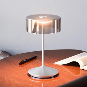 Numotion LED акумулаторна настолна лампа, сребриста, стъклена, IP54, с