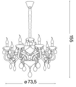 Ideal Lux - Пендел NEGRESCO 8xE14/28W/230V Ø 73,5 см златист