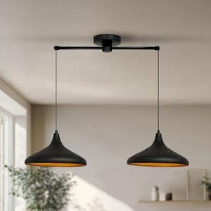 ROYALTECH Висяща лампа Claus, черна, дължина 85 cm, 2 светлини, метал, Затъмняване, Дневна/трапезария, Метал