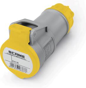 Scame Промишлен контакт подвижен жълт 2P+Е 16A 4h IP44 серия XENIA - 314.1640