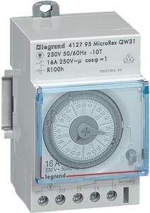 Legrand DIN Таймер Седмичен, MicroRex QW31, 2 часа минмален интервал, с резерв 100 часа, 16A 3 модула - 412795