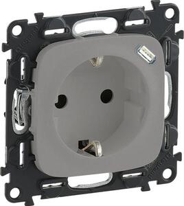 Legrand Контакт ШУКО 2P+E 16A + USB тип C 1.5A 7.5W цвят Алуминий Valena Allure - 753007