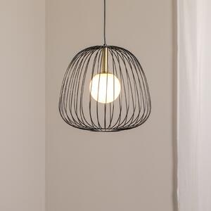 SIGMA Висяща лампа Bell M, Ø 33 cm, 1-пламъчна, черна/златна/бяла, Затъмняване, Черен, Дневна/трапезария, Метал, Модерен