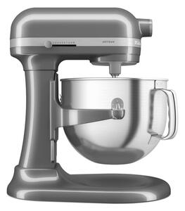 Планетарен миксер KitchenAid Artisan 5KSM70SHXEMS Medallion silver, 375 W, 6.6 л, 11 скорости, 67 точки на допир, Повдигане на купата, Специална скорост Fold, Flex Edge, Сив металик