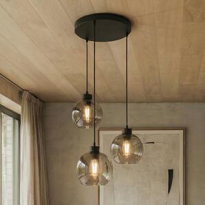 TK Lighting Кубична висяща лампа, Ø 50 cm, 3 светлини, опушено сиво, стъкло, Затъмняване, Сив, Дневна/трапезария, Стъкло, Модерен