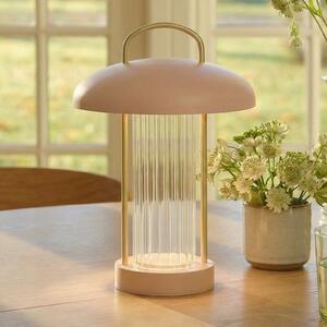 Nordlux LED акумулаторна настолна лампа Mirano, прашнорозова, височина 29 cm, метал, Затъмняване, Розов / Розе, Дневна/трапезария, Метал, Скандинавски, Фенер