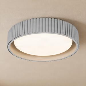 Lindby LED таванна лампа Colbie, сива с релефна повърхност, Ø 46 см, с, Затъмняване, Сив, Дневна/трапезария, Метал, Млад живот
