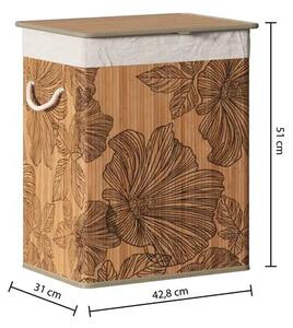 Кош за пране 5five Blackflora, Бамбук, 60 l
