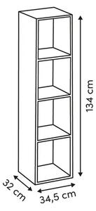 Рафт 5five Mix'n Modul, 4 отделения, MDF, 35x32x134 cm - Дървесен