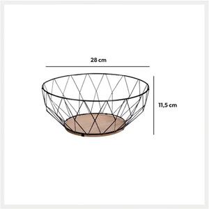 Купа за плодове 5five Daimond, Метал+MDF, 28х12 cm - Черен