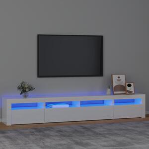 VidaXL ТВ шкаф с LED осветление, бял гланц, 240x35x40 см