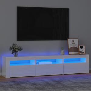 VidaXL ТВ шкаф с LED осветление, бял гланц, 180x35x40 см