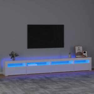 VidaXL ТВ шкаф с LED осветление, бял гланц, 270x35x40 см