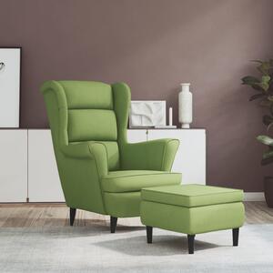 VidaXL Фотьойл Wingback с табуретка, светлозелено, кадифе