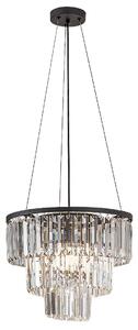 Eloisa, indoor pendant lamp, black metal lamp with transparent glass shade, E27 3xMAX25W, D40cm, H120cm, installation diameter: